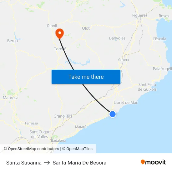 Santa Susanna to Santa Maria De Besora map