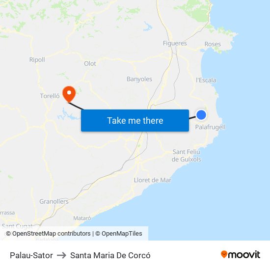 Palau-Sator to Santa Maria De Corcó map