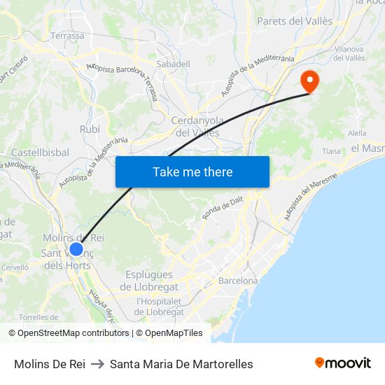 Molins De Rei to Santa Maria De Martorelles map