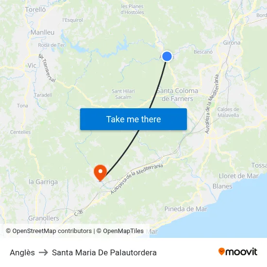 Anglès to Santa Maria De Palautordera map