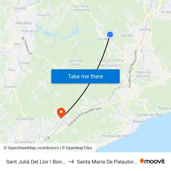 Sant Julià Del Llor I Bonmatí to Santa Maria De Palautordera map