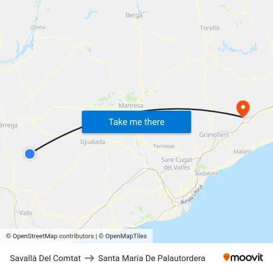 Savallà Del Comtat to Santa Maria De Palautordera map