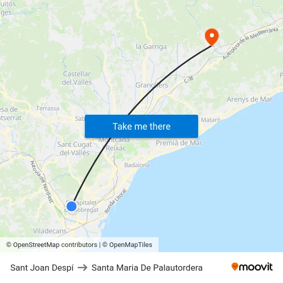 Sant Joan Despí to Santa Maria De Palautordera map
