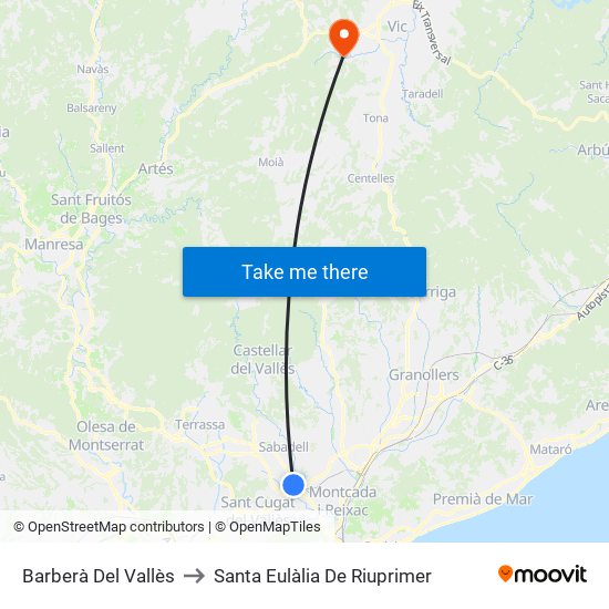 Barberà Del Vallès to Santa Eulàlia De Riuprimer map