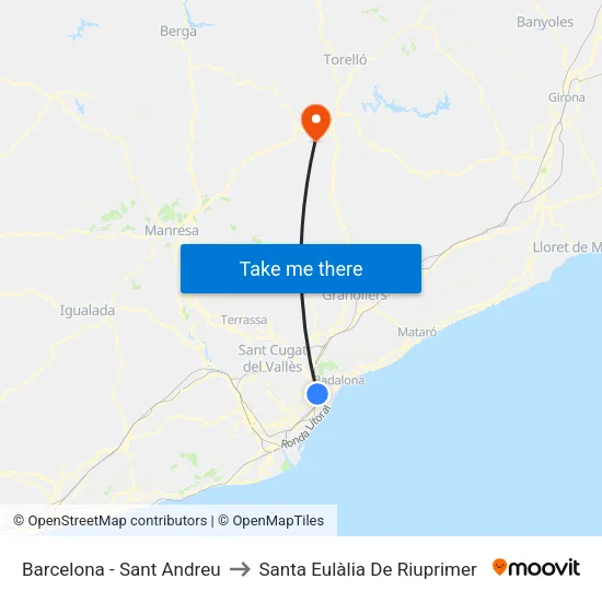 Barcelona - Sant Andreu to Santa Eulàlia De Riuprimer map