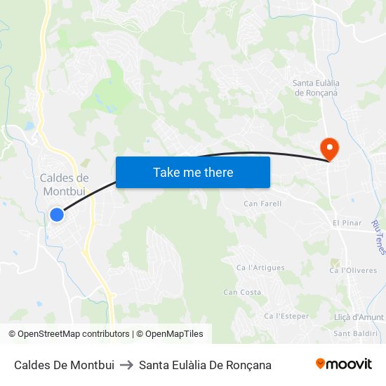 Caldes De Montbui to Santa Eulàlia De Ronçana map