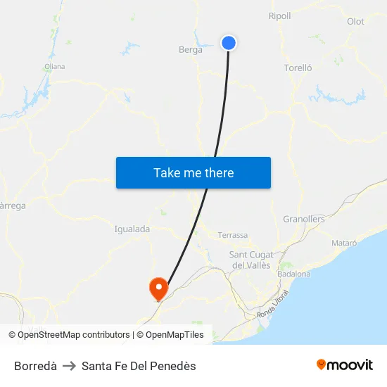 Borredà to Santa Fe Del Penedès map