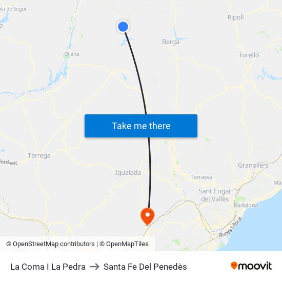 La Coma I La Pedra to Santa Fe Del Penedès map