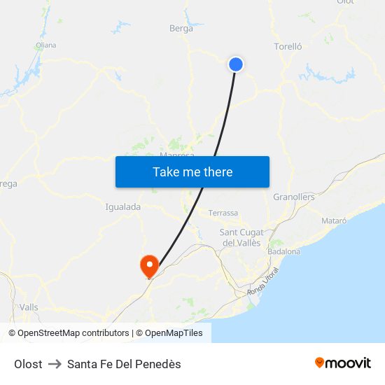 Olost to Santa Fe Del Penedès map