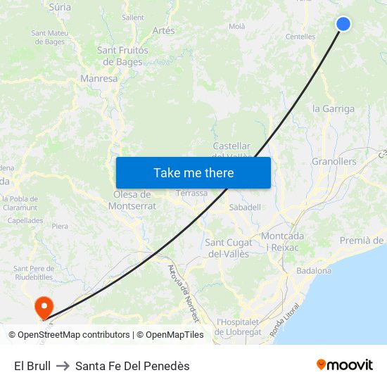 El Brull to Santa Fe Del Penedès map