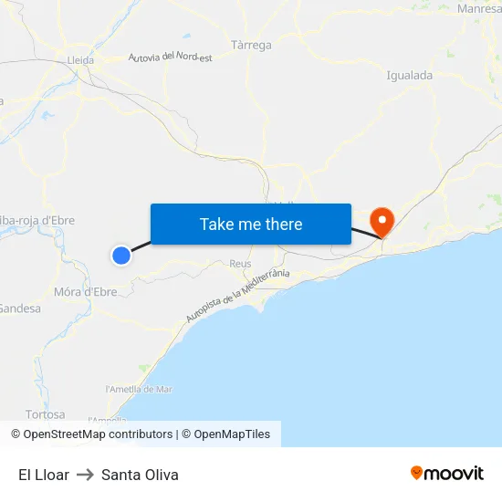 El Lloar to Santa Oliva map