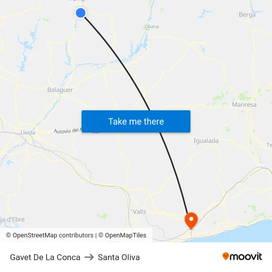 Gavet De La Conca to Santa Oliva map