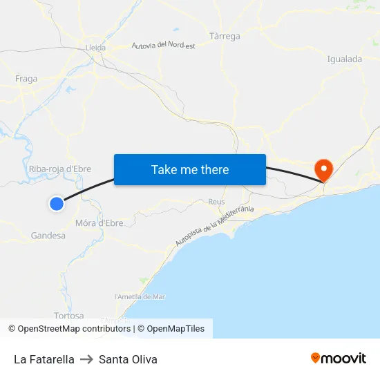 La Fatarella to Santa Oliva map