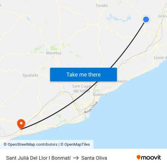 Sant Julià Del Llor I Bonmatí to Santa Oliva map