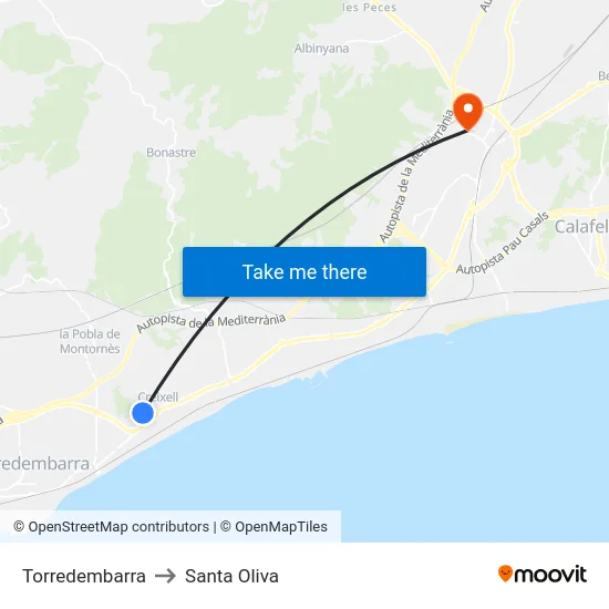 Torredembarra to Santa Oliva map