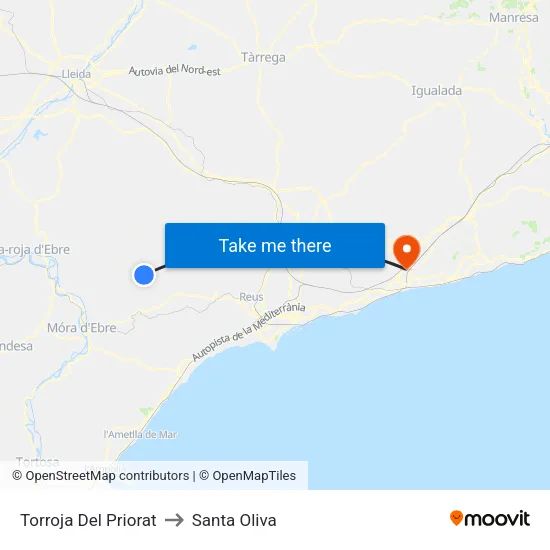 Torroja Del Priorat to Santa Oliva map