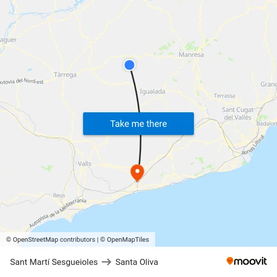 Sant Martí Sesgueioles to Santa Oliva map