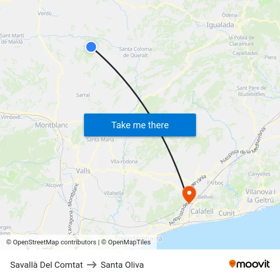 Savallà Del Comtat to Santa Oliva map