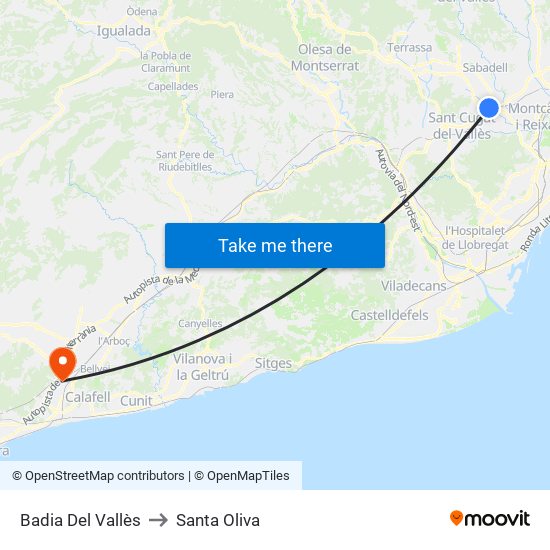 Badia Del Vallès to Santa Oliva map