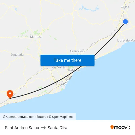 Sant Andreu Salou to Santa Oliva map