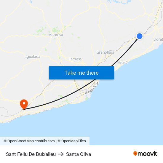 Sant Feliu De Buixalleu to Santa Oliva map