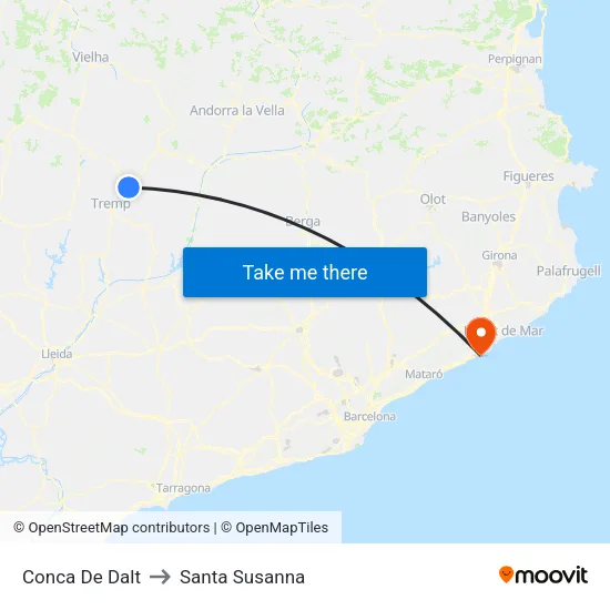 Conca De Dalt to Santa Susanna map