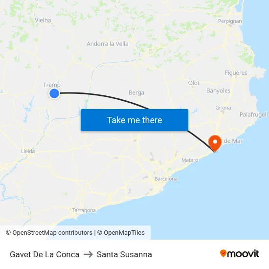 Gavet De La Conca to Santa Susanna map