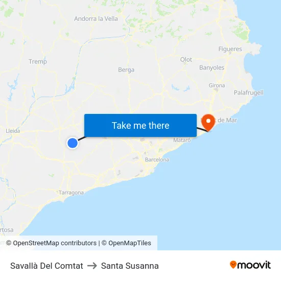 Savallà Del Comtat to Santa Susanna map