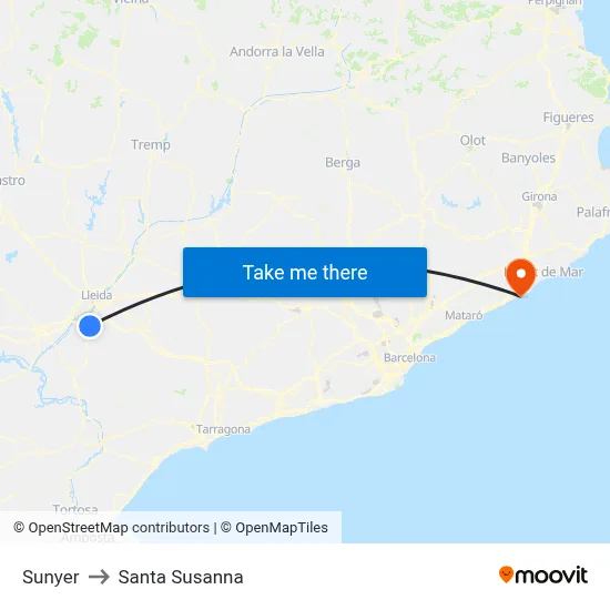 Sunyer to Santa Susanna map
