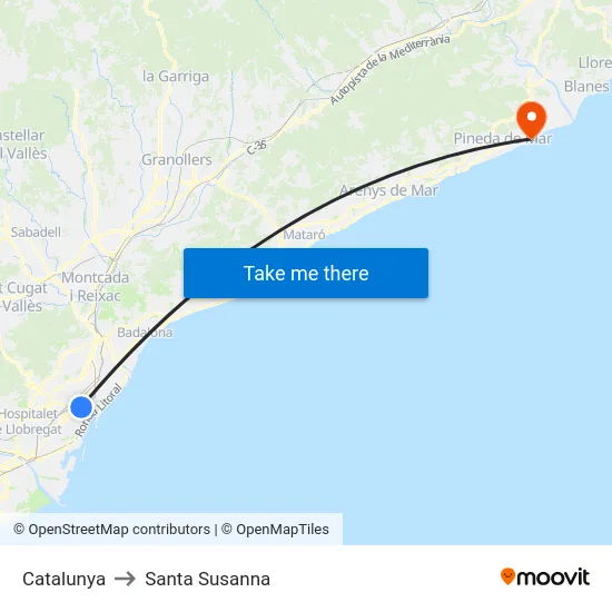Catalunya to Santa Susanna map