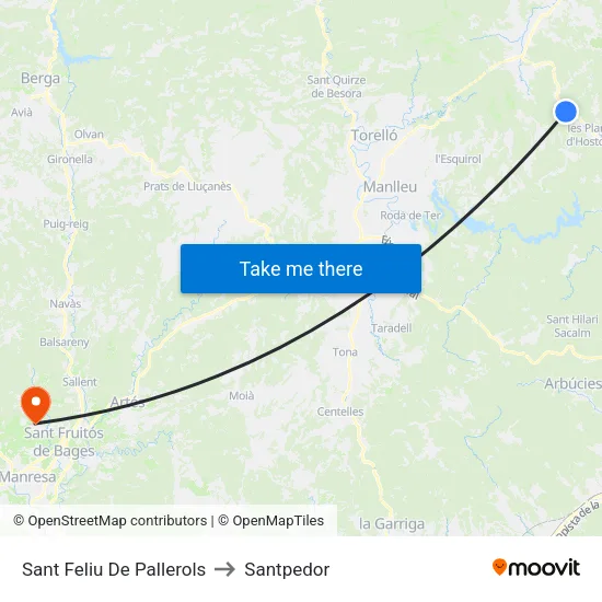 Sant Feliu De Pallerols to Santpedor map