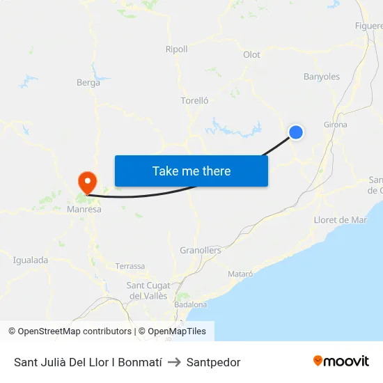 Sant Julià Del Llor I Bonmatí to Santpedor map