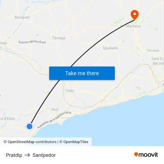 Pratdip to Santpedor map