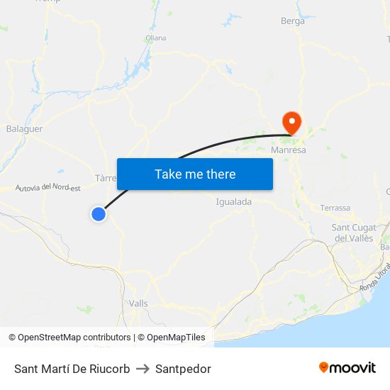 Sant Martí De Riucorb to Santpedor map