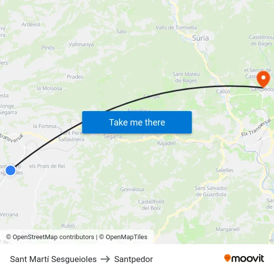 Sant Martí Sesgueioles to Santpedor map