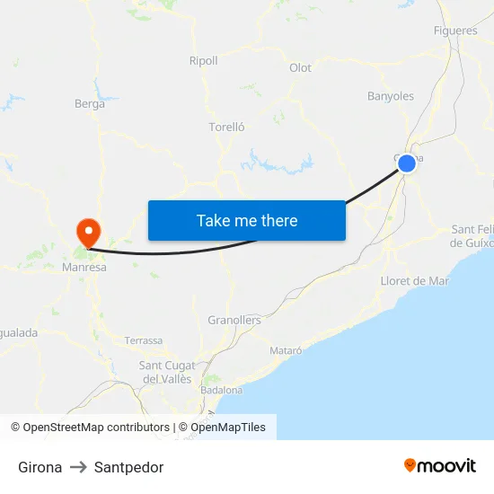 Girona to Santpedor map