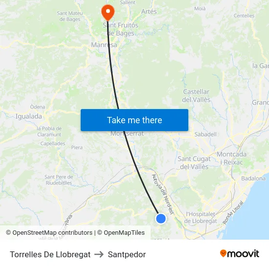 Torrelles De Llobregat to Santpedor map