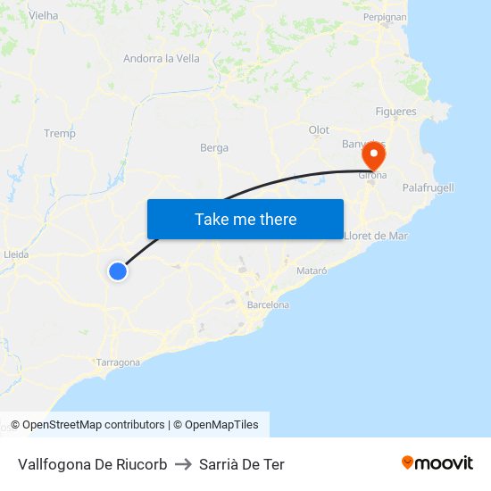 Vallfogona De Riucorb to Sarrià De Ter map