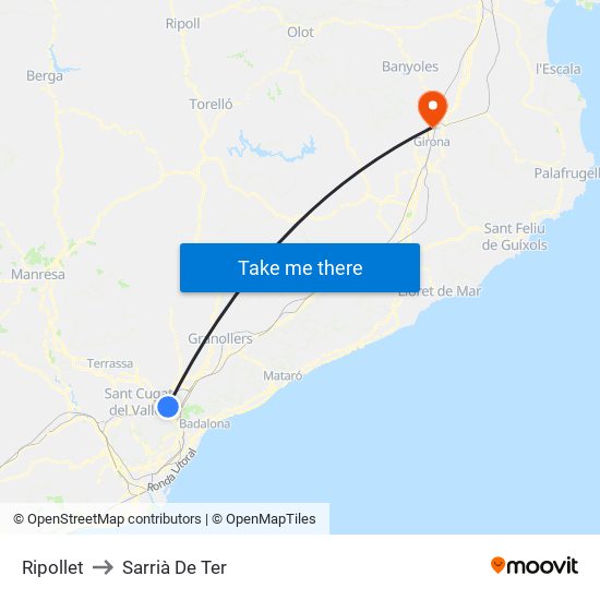Ripollet to Sarrià De Ter map
