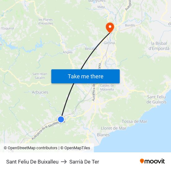 Sant Feliu De Buixalleu to Sarrià De Ter map