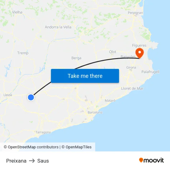 Preixana to Saus map