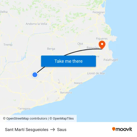 Sant Martí Sesgueioles to Saus map