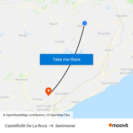 Castellfollit De La Roca to Sentmenat map