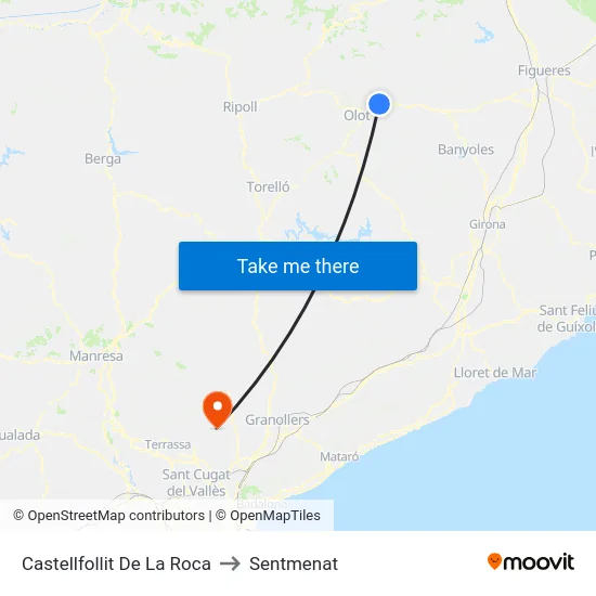 Castellfollit De La Roca to Sentmenat map