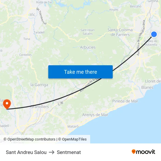 Sant Andreu Salou to Sentmenat map