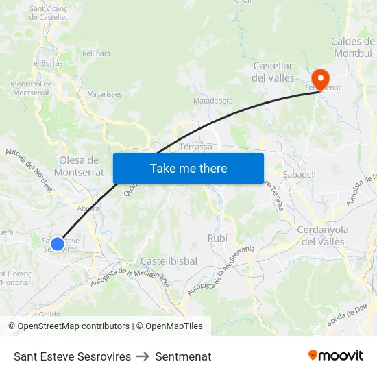 Sant Esteve Sesrovires to Sentmenat map