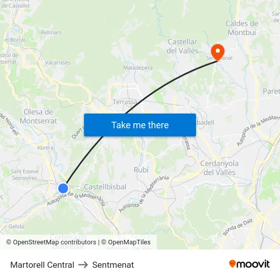 Martorell Central to Sentmenat map