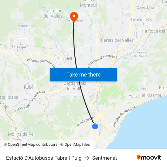 Estació D'Autobusos Fabra I Puig to Sentmenat map