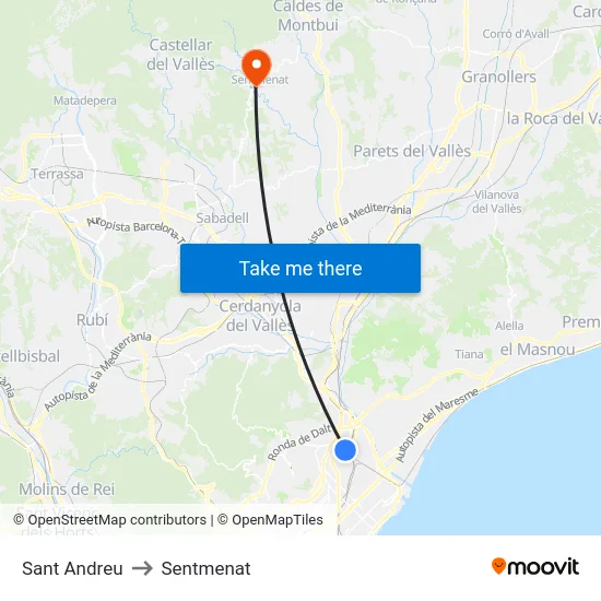 Sant Andreu to Sentmenat map