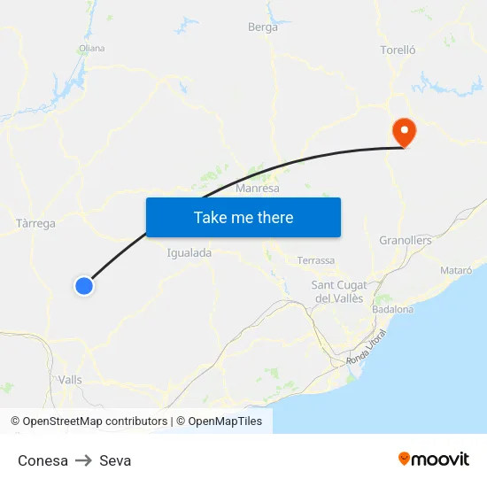 Conesa to Seva map